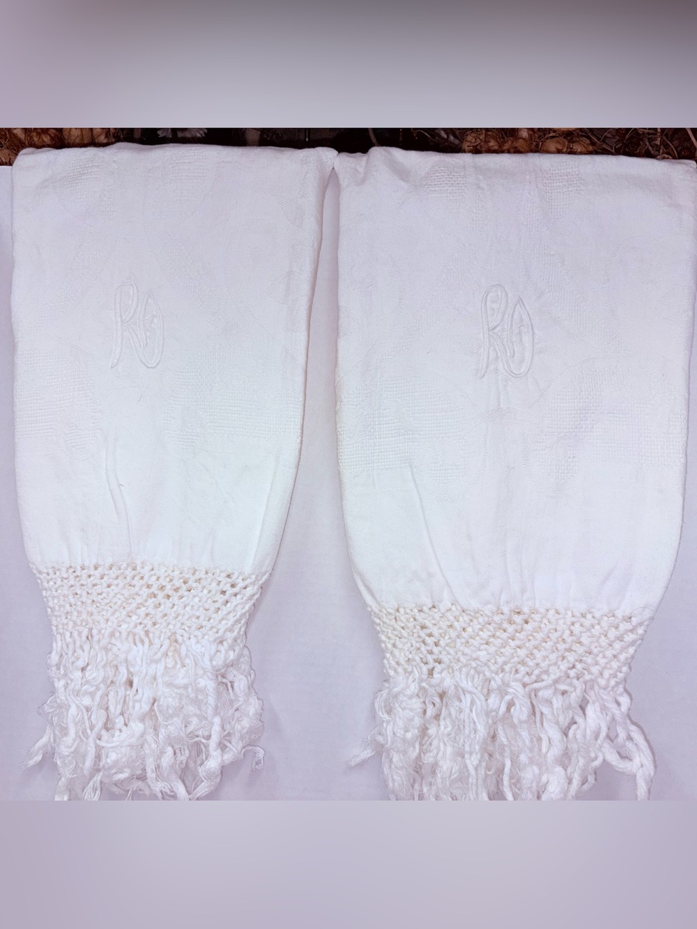European Monogram Damask Hand Towels